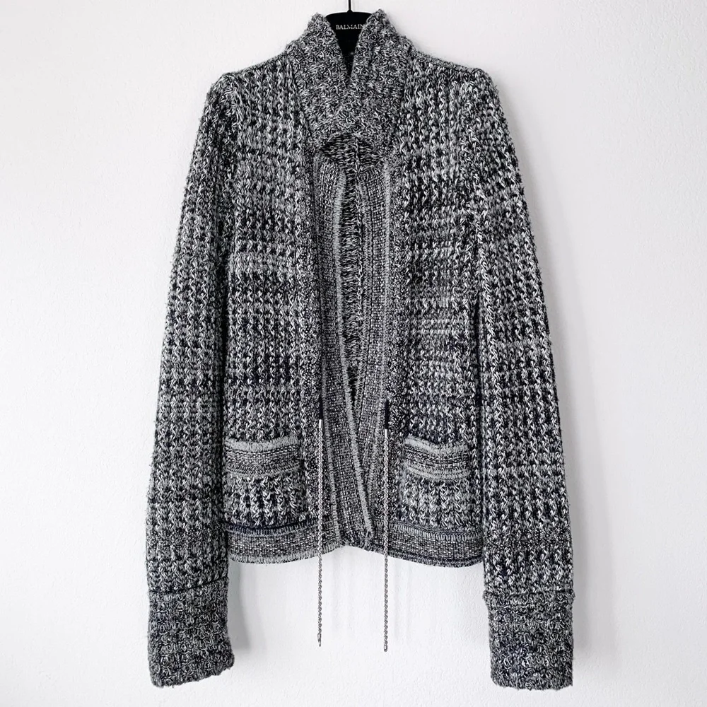 Chanel oversized crystal cashmere silk wool long cardigan cc logo